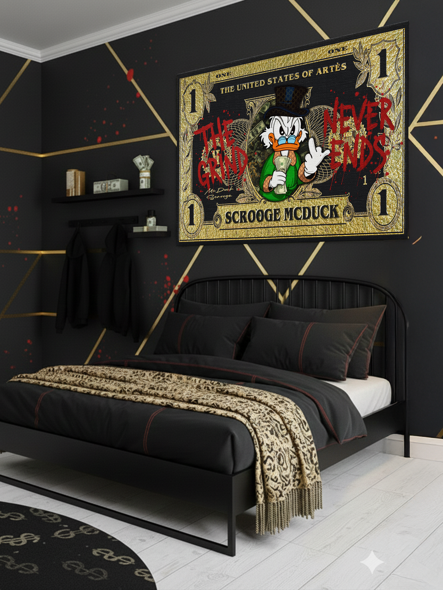 Arte denaro Money McDuck stampa premium in camera stile contemporaneo
