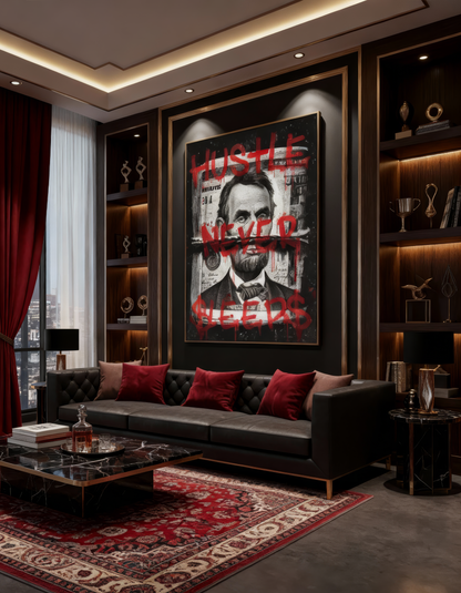 HUSTLE NEVER SLEEPS - QUADRO
