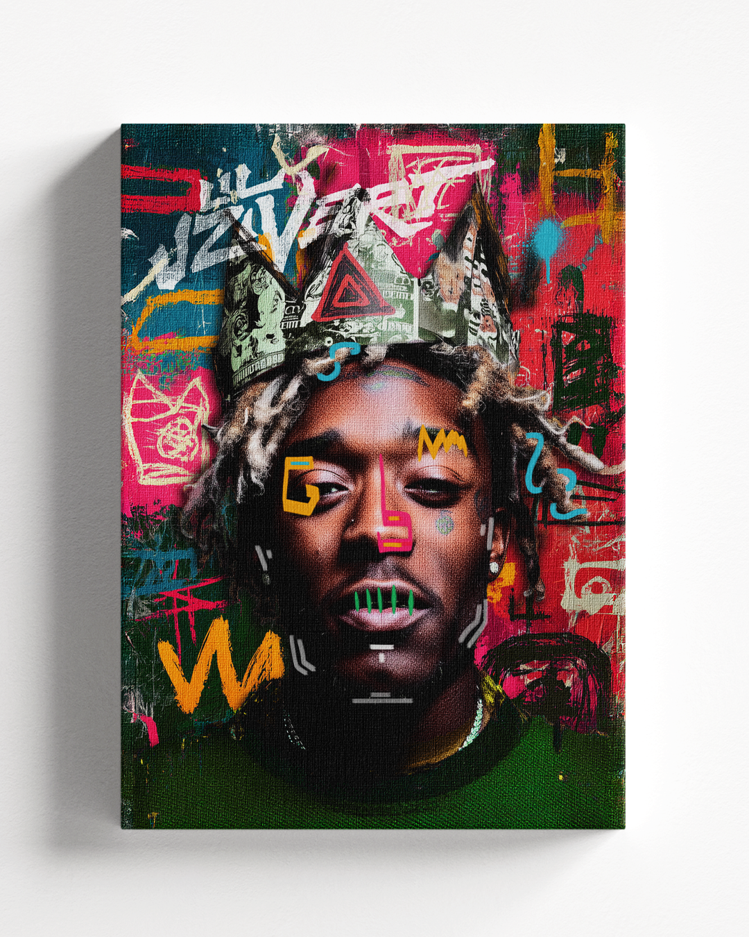 Quadro su Lil Uzi Vert in stile Basquiat stampa su tela premium arte contemporanea street art