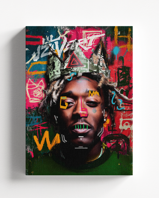 Quadro su Lil Uzi Vert in stile Basquiat stampa su tela premium arte contemporanea street art