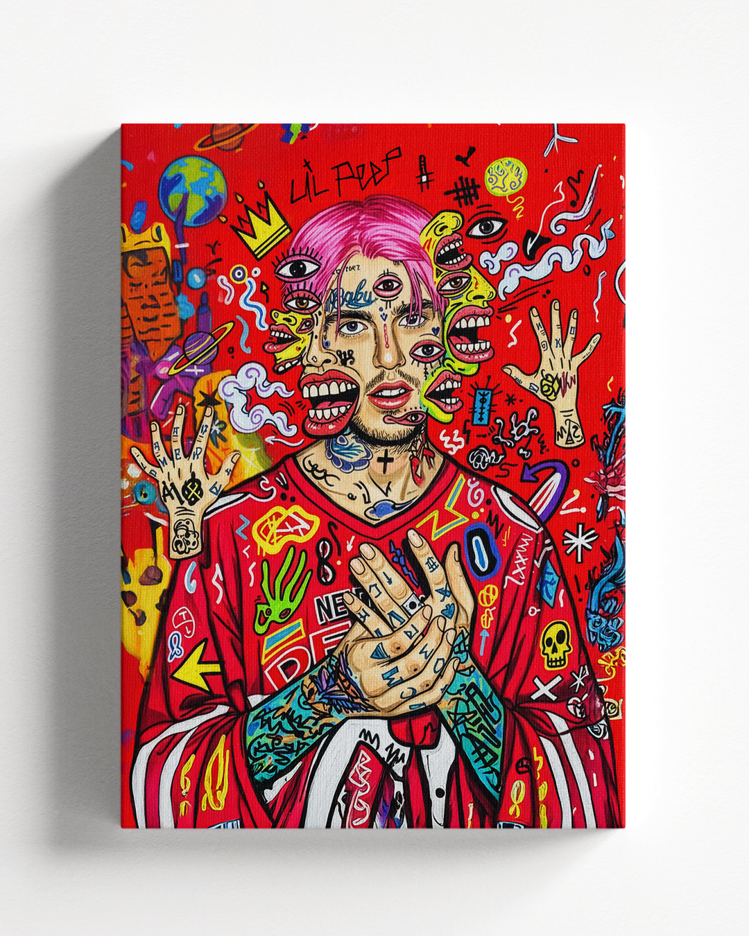 Quadro Lil Peep Basquiat stampa su tela premium arte contemporanea street art