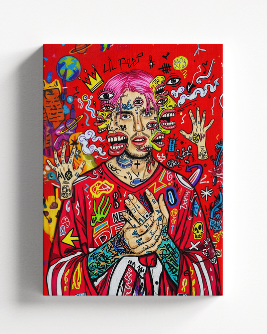 Quadro Lil Peep Basquiat stampa su tela premium arte contemporanea street art