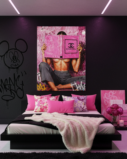 Quadro Chanel Girl arte moda decorazione parete camera elegante raffinata