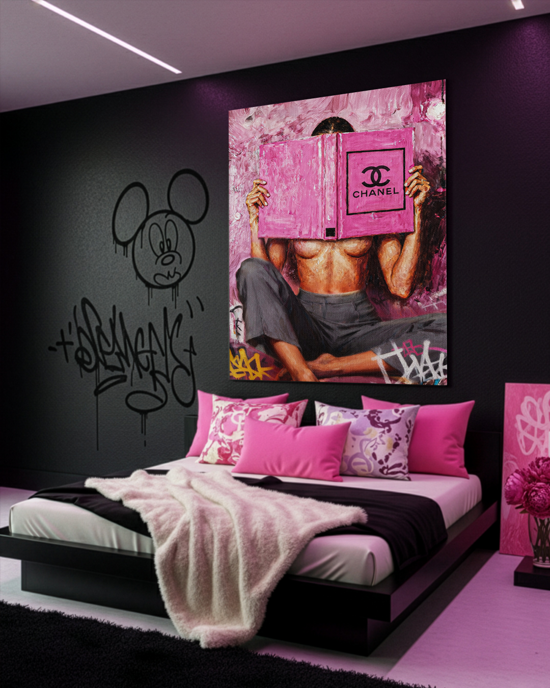 Arte lusso Chanel Girl stampa premium in camera stile femminile contemporaneo